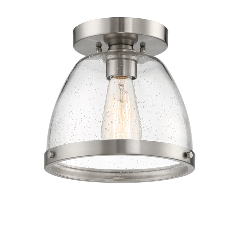 Plafonnier semi-encastré 1 lumière Lodie, Nickel, H 7 po x l 7,5 po x P 7,5 po