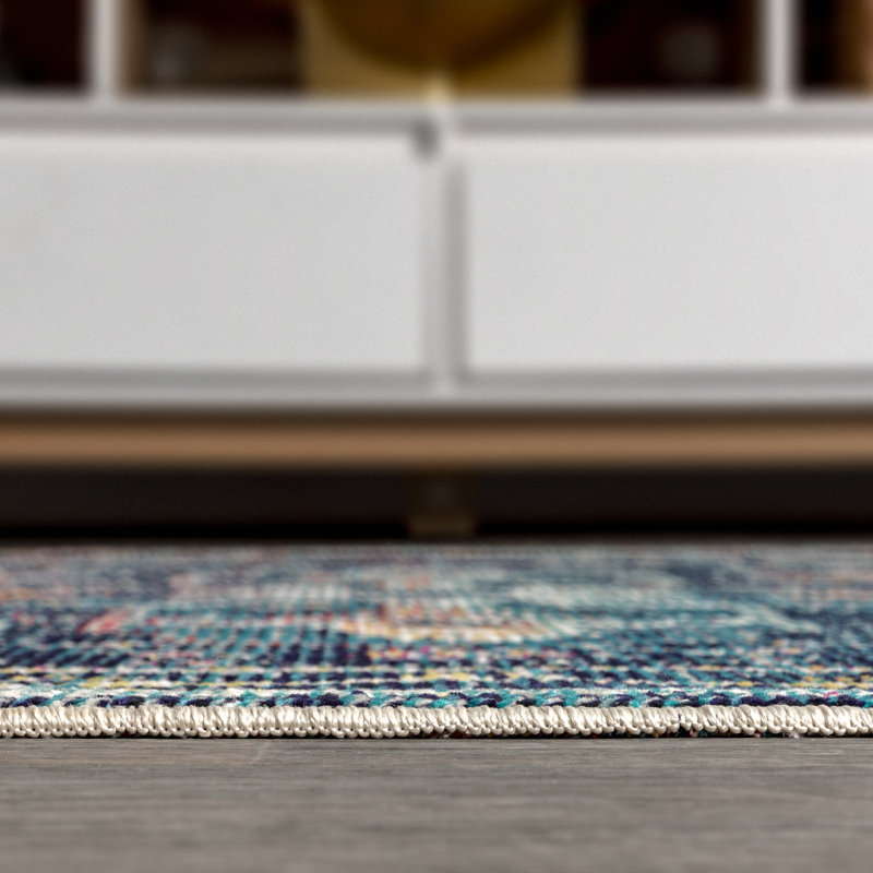 Tapis bleu / bleu marine Steverson, Rectangulaire 3 pi x 5 pi