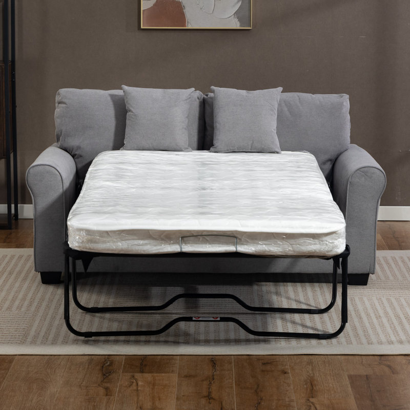 2 Seater Linen Blend Sofa Bed, Grey