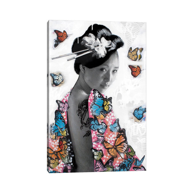 Lady O' Butterflies by D13EGO - Print on Canvas, Wrapped Canvas, 30.48 cm H x 45.72 cm W