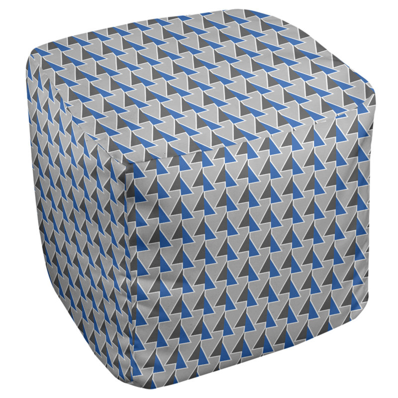 Repose-pieds cube à motif shifted arrows, Bleu, H 13 po x l 13 po x P 13 po