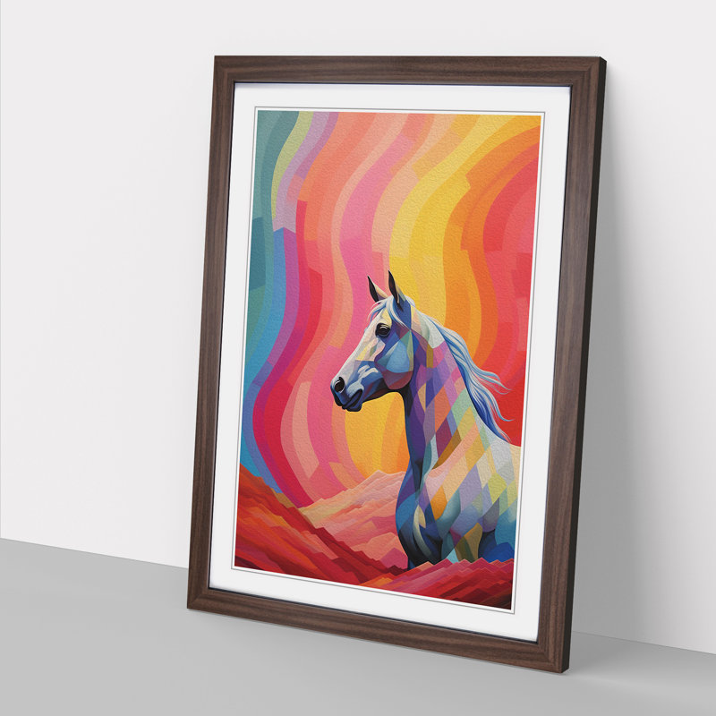 Horse Colour Field No.2 - Single Picture Frame Print on Wood, Walnut Framed, 34cm H x 25cm W x 2cm D