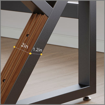 Solid Wood 55.1-Inch Extra Long Desk,Thickened Desk,Two Person Double Desk for Home Office, Wooden Long Computer Desk,Writing Table for Office, Walnut