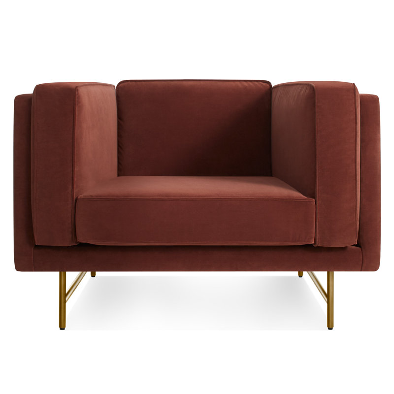 Bank Club Chair, Vern Grey, Antiqued Brass