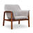 Miller Mid-Century Modern Linen Weave Upholstered Accent Ash Wood Armchair in Gray-1696666683