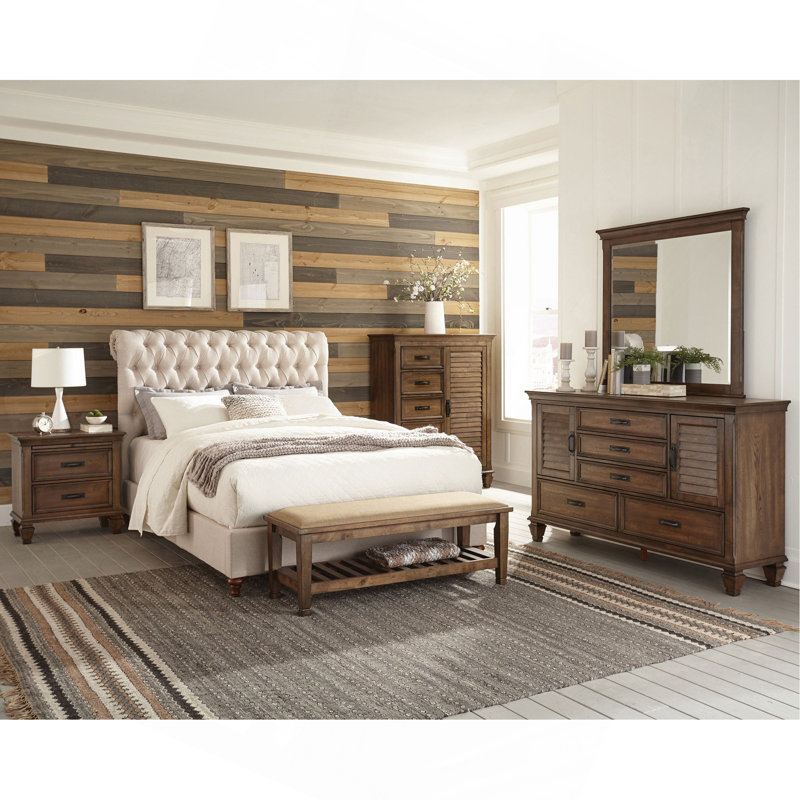 Grand lit tapissier Clemence Beige, Grand lit