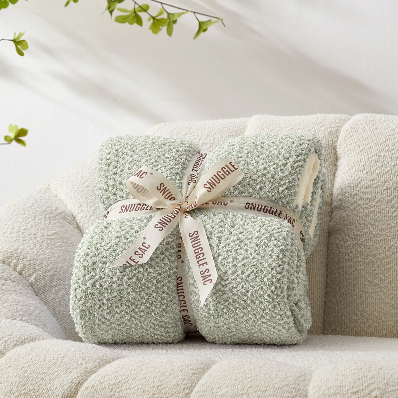  Jeté tricoté réversible Heather Knit, L 60 po x l 50 po, Vert sauge