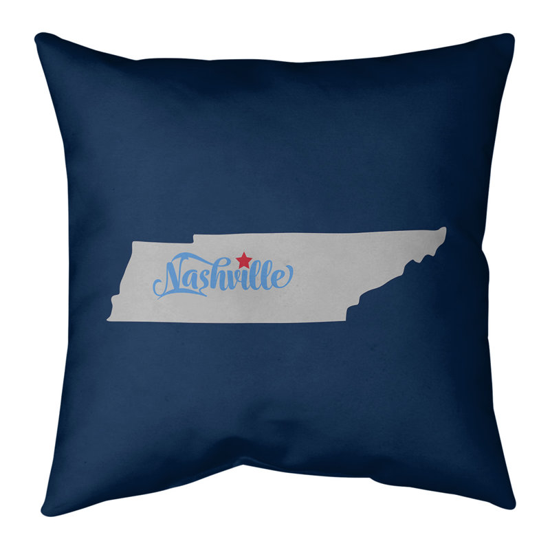Cotton Blend Reversible Throw Pillow, 20" x 20", Navy/Gray, Nashville