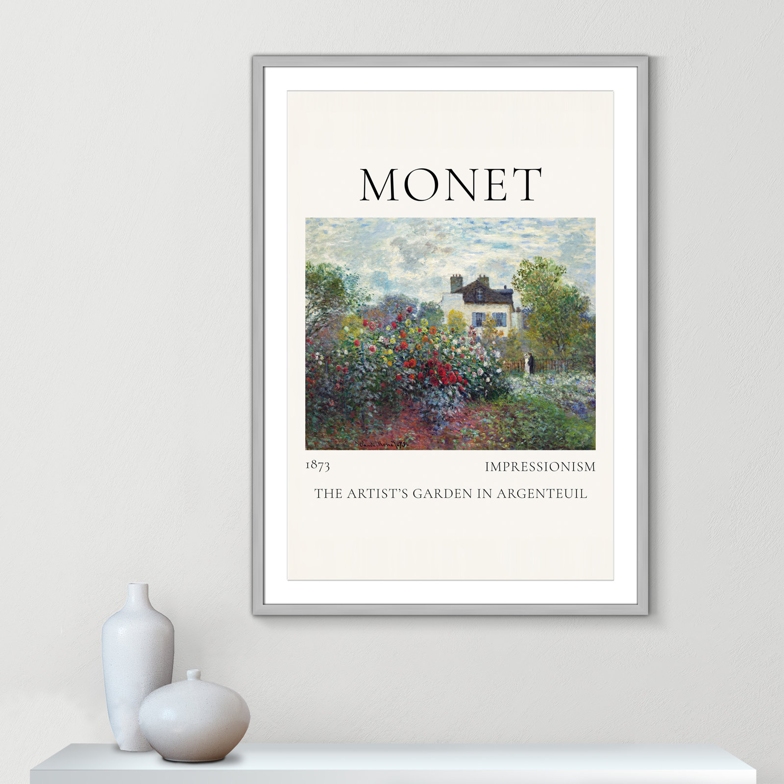Artists Garden in Argenteuil Print by Claude Monet, Yes, 41.5" H x 29.5" W x 1.25" D, Silver Single Picture Frame