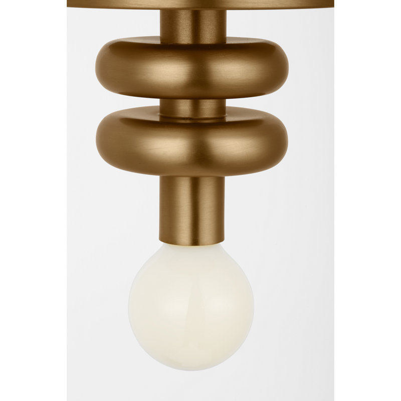 Plafonnier Drew et Jonathan Vincent 4 po à intensité variable, 1 lumière, en laiton satiné avec ampoule DEL, Laiton satiné