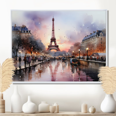 Pink Twilight Rendezvous In Paris III - Amusement Parks Wall Art