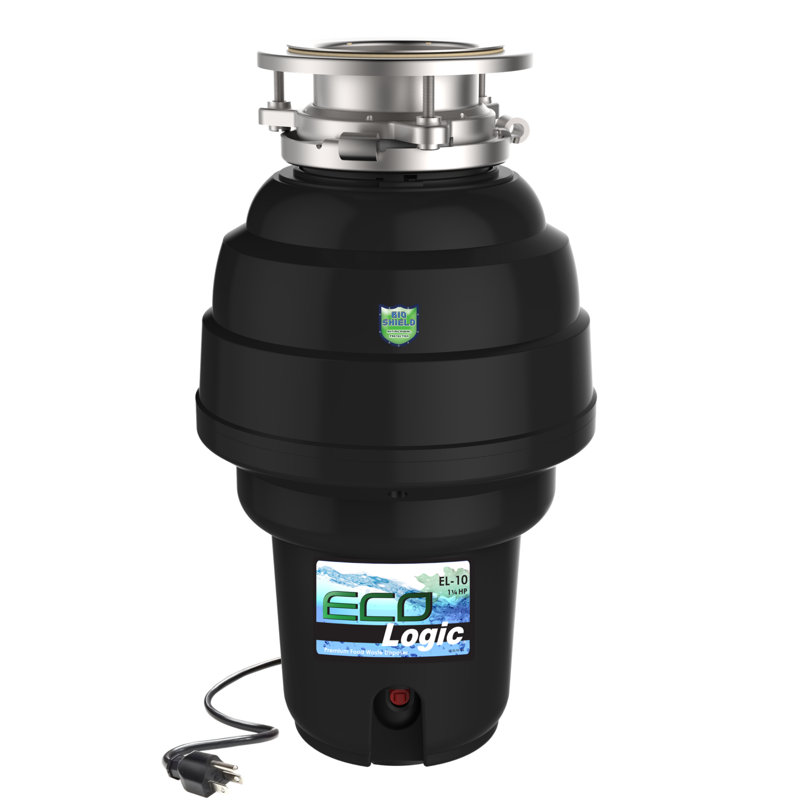 Eco-Logic Premium 1.25 HP Continuous Feed Garbage Disposal with Cord, Heavy Duty 2800 RPM Anti-Jam Disposer