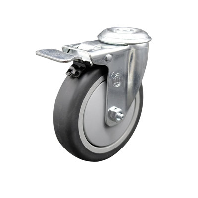 5 Inch SS Thermoplastic Rubber Swivel Bolt Hole Caster with Total Lock Brake SCC
