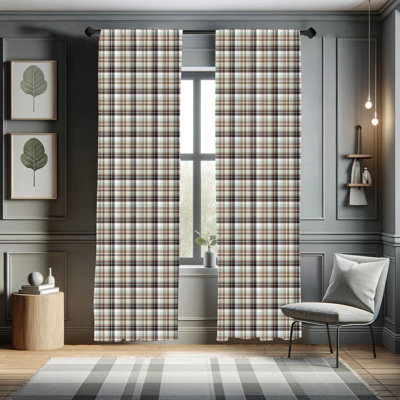 Plaid Semi-Sheer Rod Pocket Curtain Panels