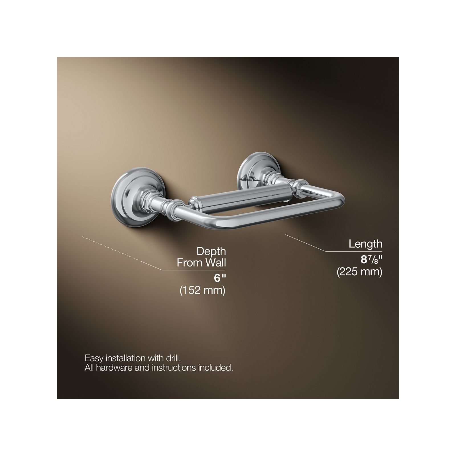 Artifacts Pivoting Toilet Tissue Holder, Polished Chrome