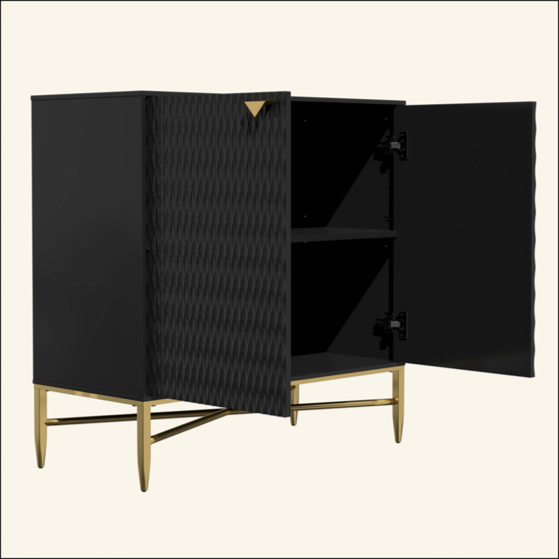 Letika 2 - Door Accent Cabinet Sideboard, Black