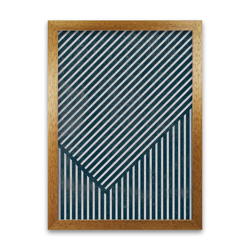 Navy Blue Abstract B - Print, 30cm H x 21cm W x 3cm D, Oak Frame