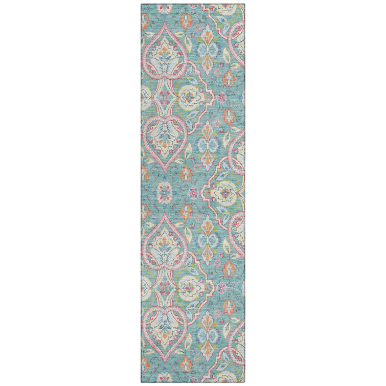 Machine Washable Indoor/Outdoor Husby ACN2207 Bohemian Rug