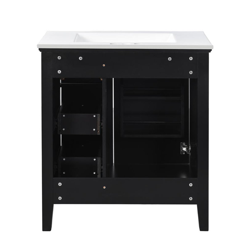 Bathroom Vanity With Sink, Black/White