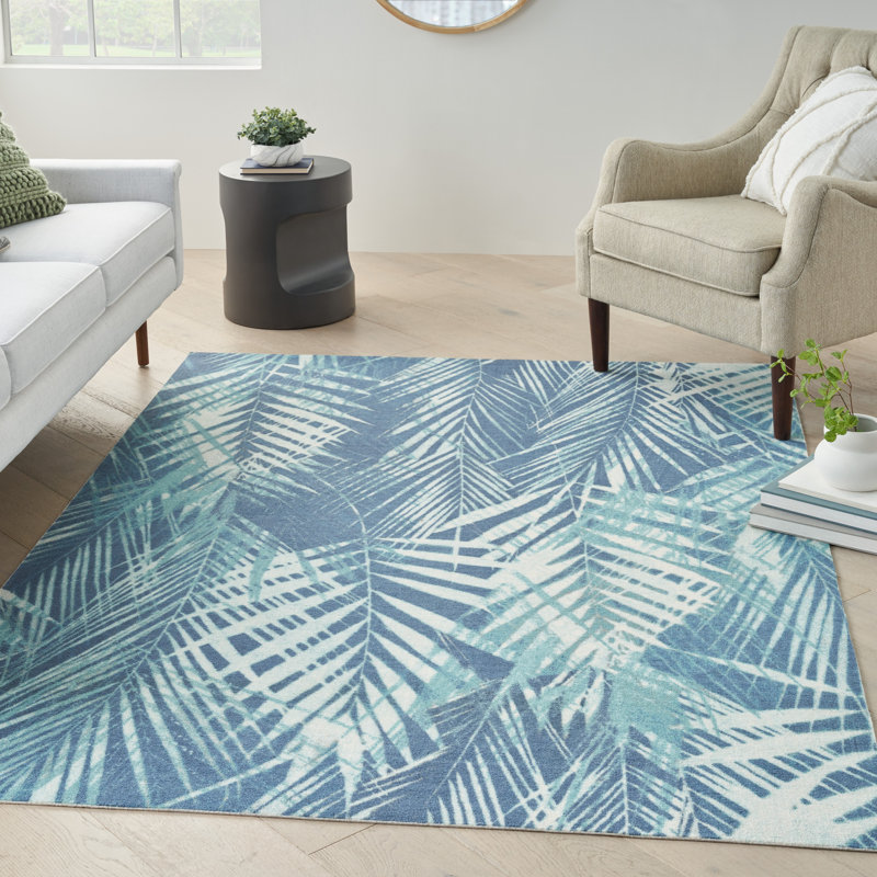 Waverly Sun-N-Shade Floral Navy Area Rug, Rectangle 5'3" x 7'5"