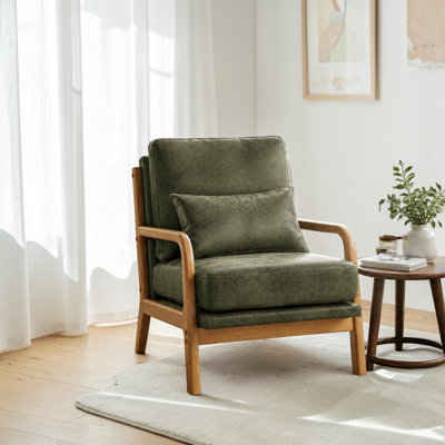 Chaises longues en bois Morden, fauteuils d'appoint avec coussin de dossier et de siège, un coussin