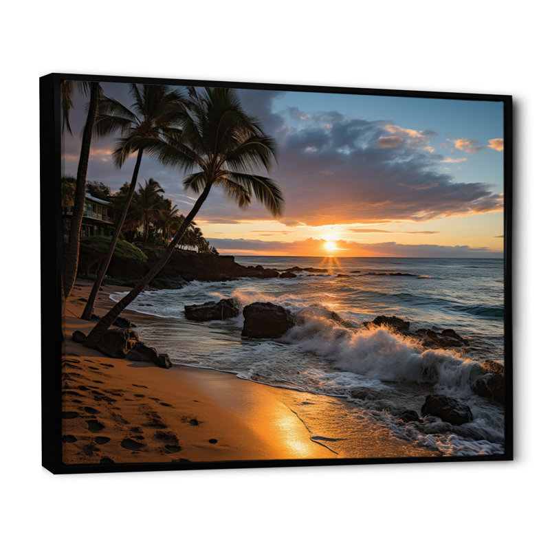 Aloha Tropical Dreamscape I, 16" H x 32" W x 1" D, Black Floater Framed