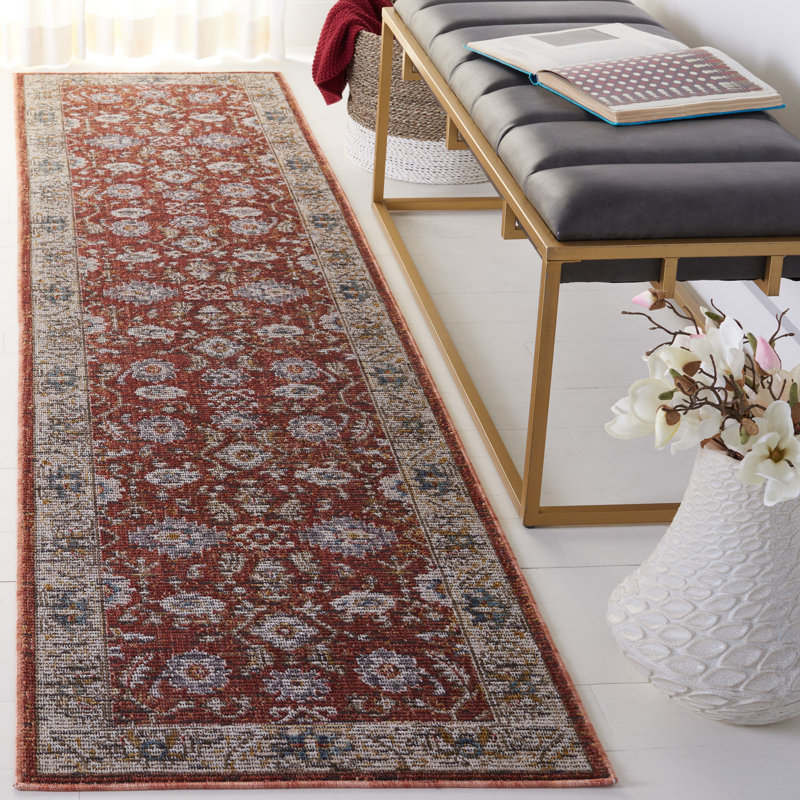 Sierra Ivory and Rust Hand-knotted Runner Rug
