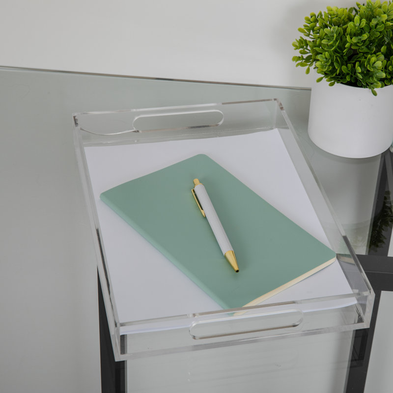 Clear Acrylic Letter Tray with Handles and Anti-Slip Feet