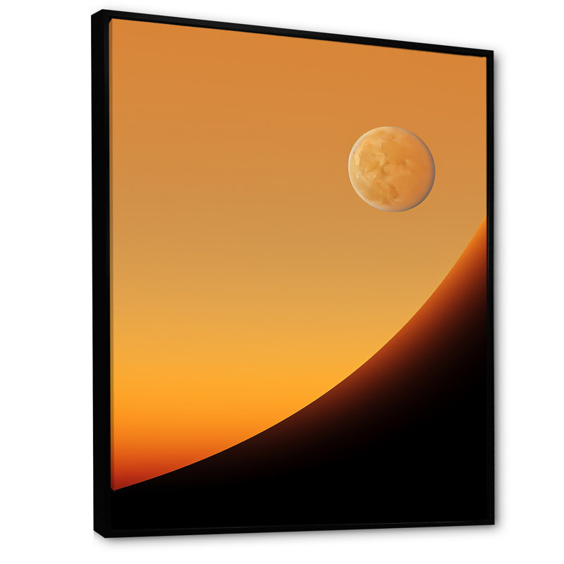 Lune jaune topaze crépuscule, H 40 po x l 30 po x P 1,5 po, Cadre flottant noir
