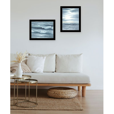 «The Ocean Blue - marée haute au coucher du soleil», art mural encadré pour le salon, reproduction d'art mural pour la décoration intérieure, art mural de la chambre à coucher par Georgia Janisse 2 - pièces