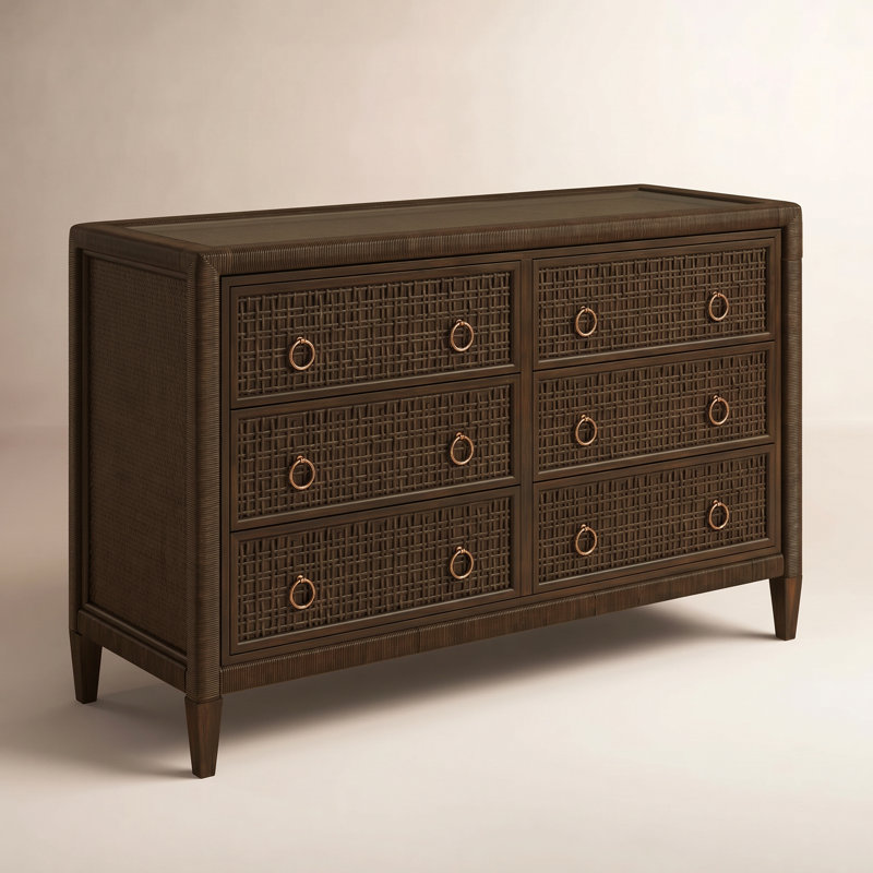 Commode 6 tiroirs Monterey, Java, Oui, Nickel satiné