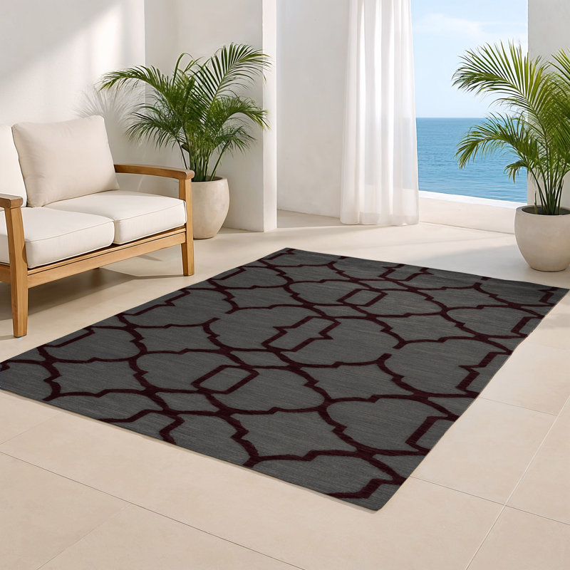 Tapis noir intérieur et extérieur Trellis, Rectangulaire 3 pi x 5 pi