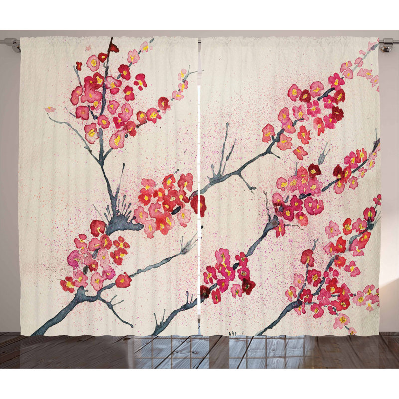 Floral Semi-Sheer Rod Pocket Curtain Panels, 54" x 96"