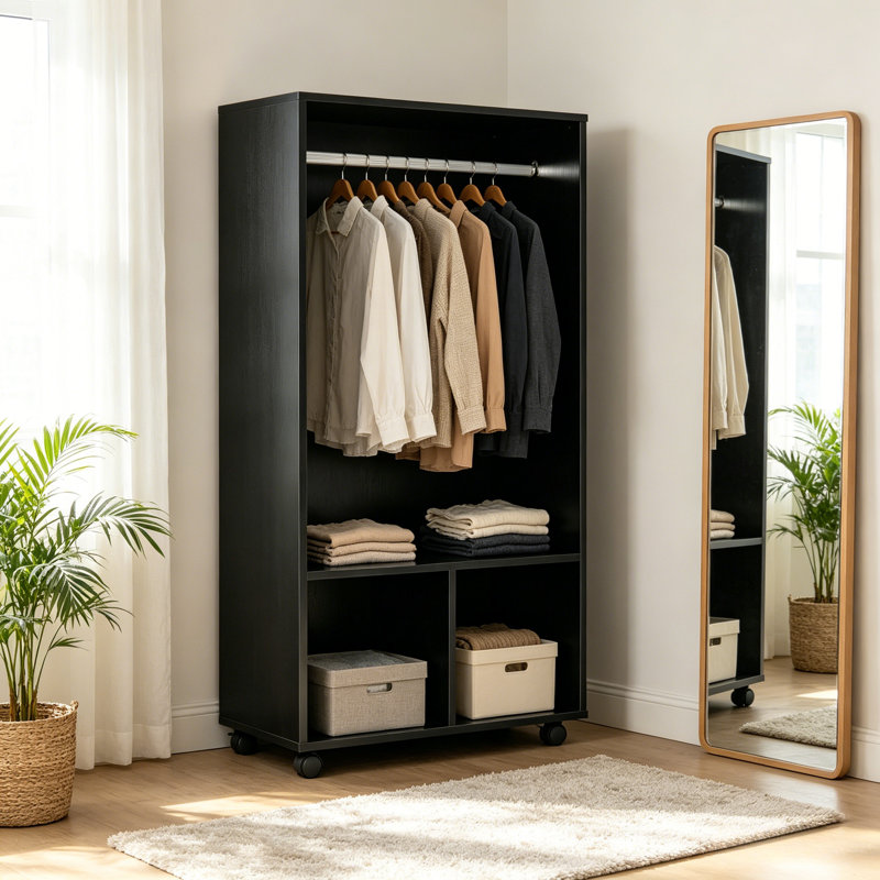 Particle Board / Chipboard Wardrobe, Black