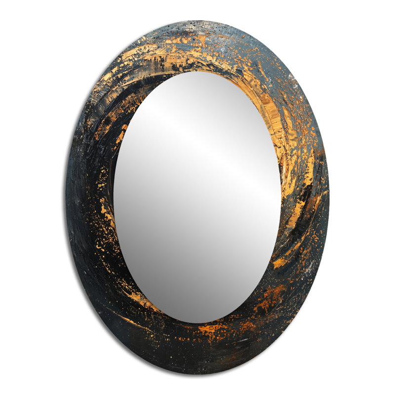 Décoration or noir noir fractal céleste - miroir ovale doré, 40 po x 30 po