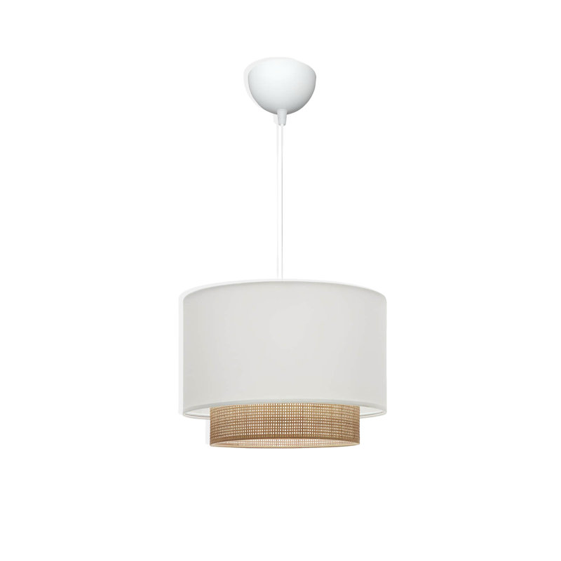 Lustre cylindrique avec capuchon en tissu