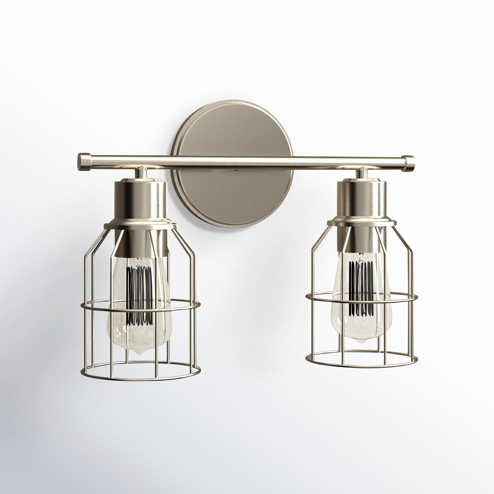 2 Light Dimmable Vanity Light, Brushed Nickel