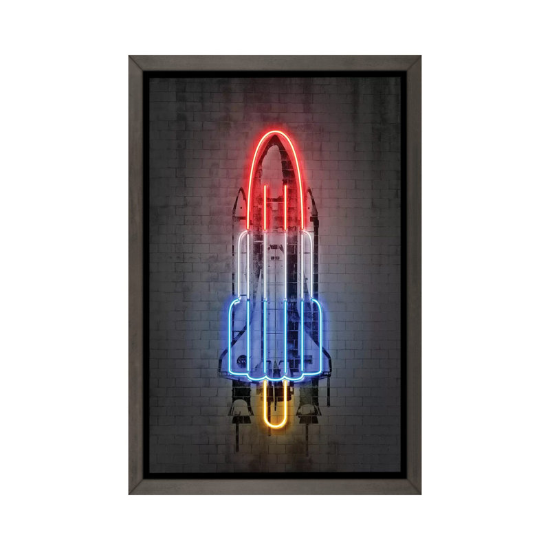 «Rocket» - Imprimé, H 60 po x l 40po x P 1,5 po, Toile encadrée de bois rustique foncé