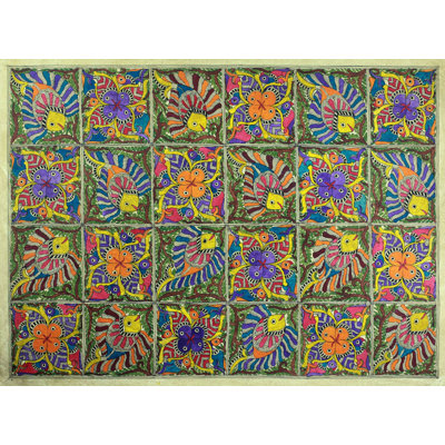 Suspension murale madhubani en laine water world