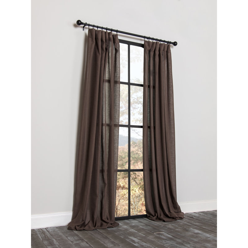 Panneau de rideau simple semi-diaphane avec passe-tringle Agamdeep, Blanc, 54 po x 96 po