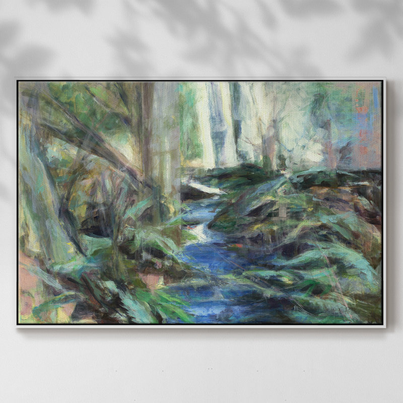 «Ramble Blues», reproduction sur toile tendue, H 25 po x l 17 po x P 2 po, Toile avec cadre blanc