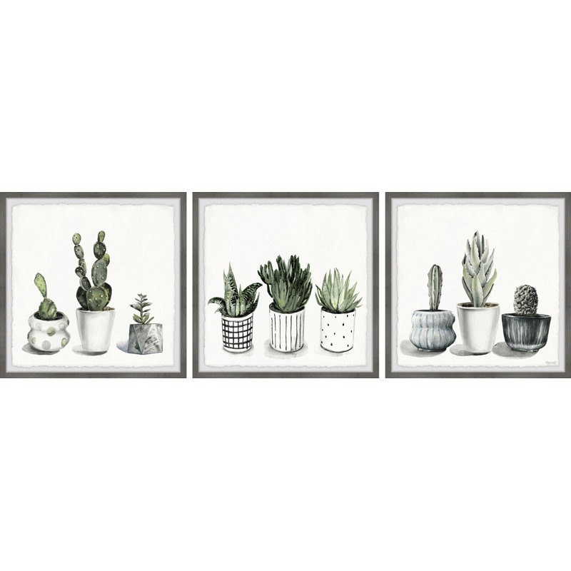 Cactus Overoad par Marmont Hill - ensemble de 3 cadres photo, H 12 po x l 12 po
