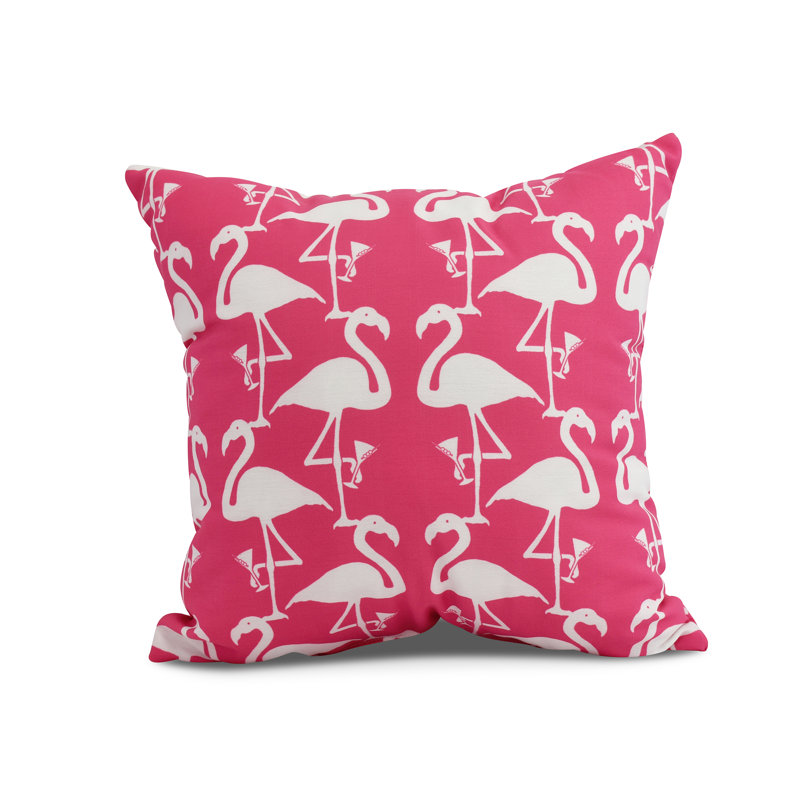Housse et insert de coussin d'extérieur Palm Beach Flamingo Heart Martini, Rose et blanc, 20 po x 20 po