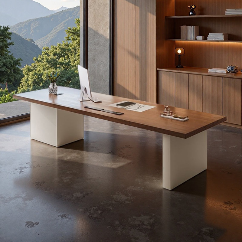 Bureau en bois massif avec rangement intelligent, H 29,5 po x l 94,5 po x P 31,5 po