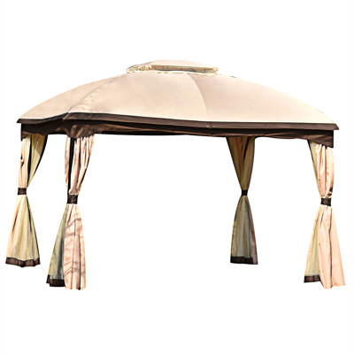 9,8 pi L 11,8 pi. D Pavillon de jardin extérieur, pavillon de jardin à double toit avec abri de jardin et moustiquaire
