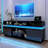 71'' TV Stand for TVs up to 80", Modern Tall High Gloss Entertainment Center with LED Lights, Power Outlets & Glass Shelf, Gaming Media Console for Living Room-606458044-629248779-617229297