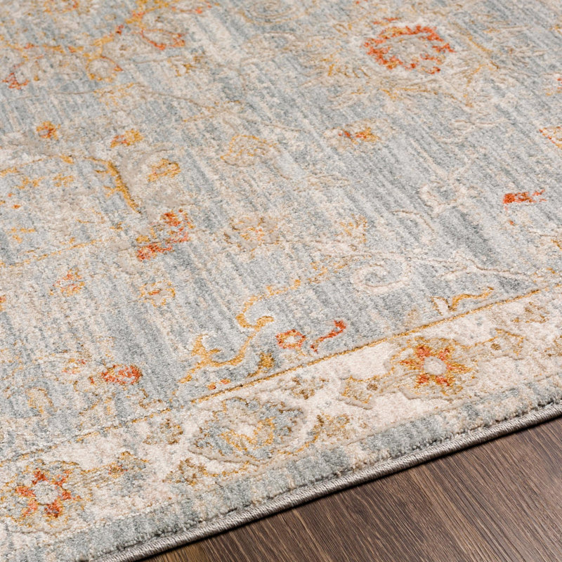 Tapis oriental beige clair / rouge brique / gris clair Finnlagh, Rond 7 pi