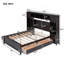 Lit double en bois avec armoire et tablette tout-en-un, espresso