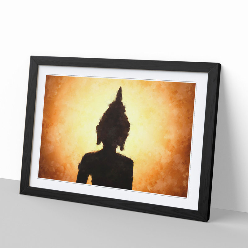 Buddha Statue Vol.4 - Picture Frame Painting, 27cm H x 36cm W x 2cm D, Black