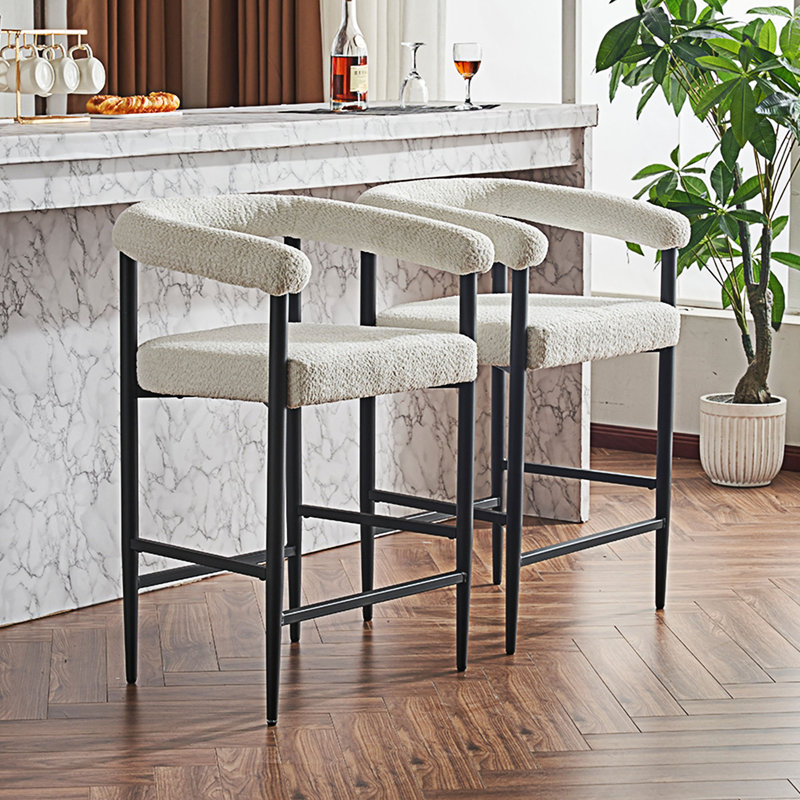 Ensemble de 2 chaises rembourrées à hauteur de comptoir, Blanc